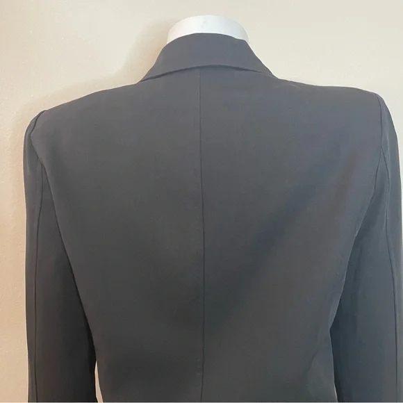 Black lapel collar women's blazer with metal buttons decor - Picture 7 of 11